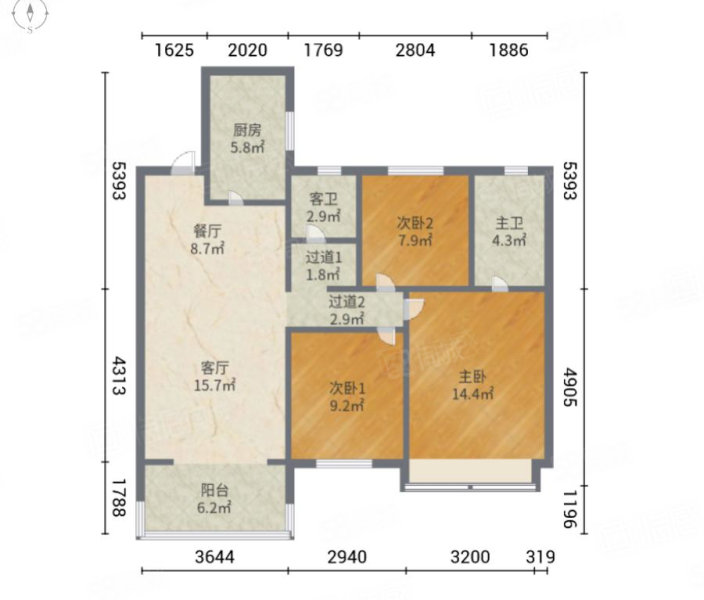 张砦村3室2厅2卫98㎡南北50万