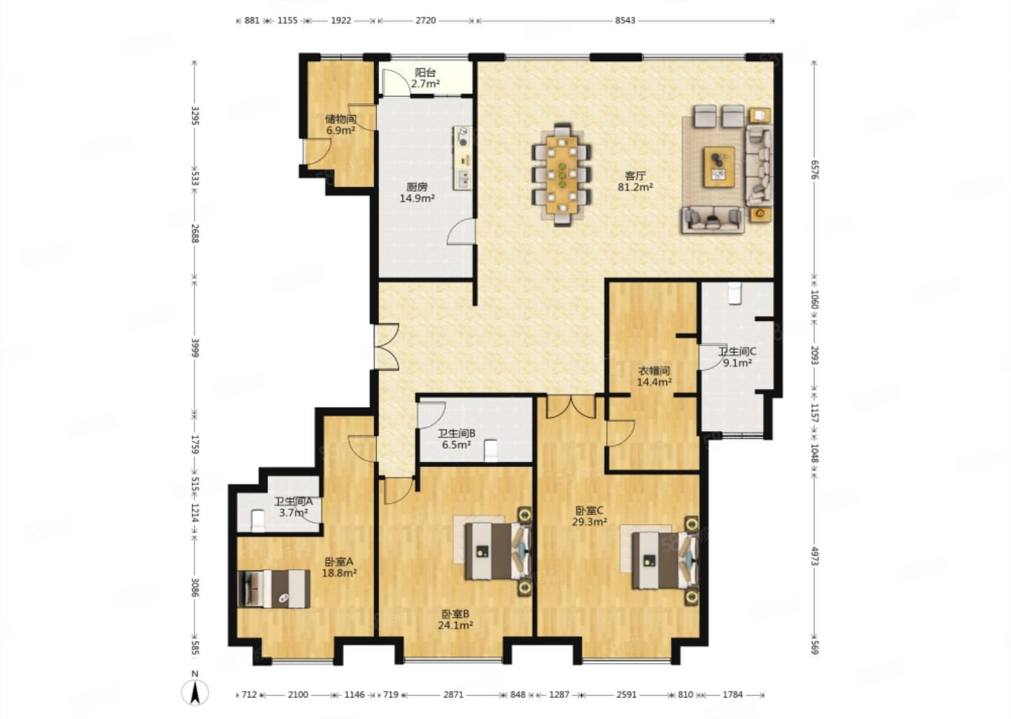 专卖万达公馆随到随看共计69套在售