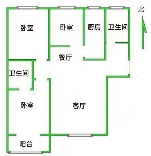 盛和嘉园3室2厅2卫119㎡南北122.5万