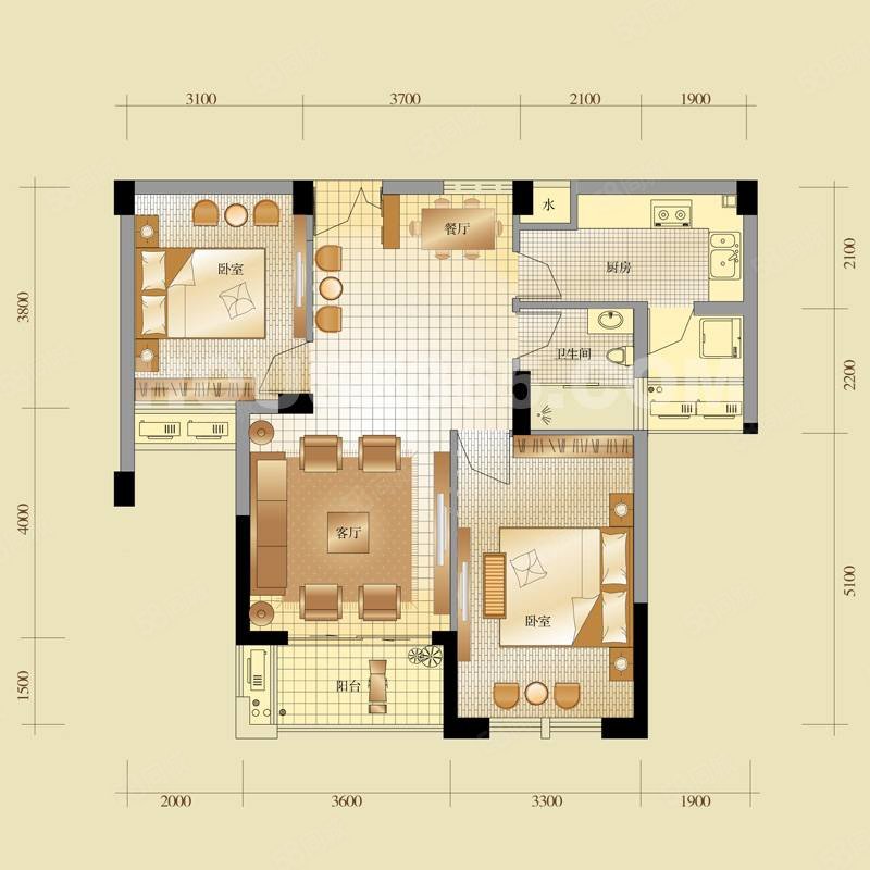 七里家园南区3室2厅1卫90㎡南北47万