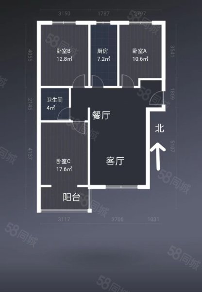 泰荣园3室2厅1卫105.17㎡南北73万