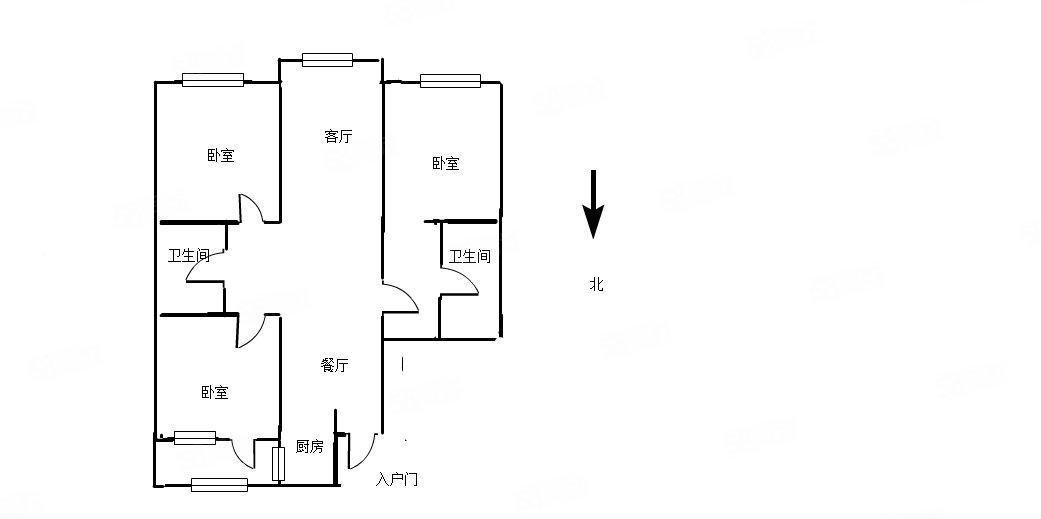 凯旋门3室2厅2卫120.38㎡南北170万