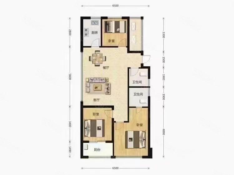 友邦壹号公馆3室2厅2卫104㎡南北108万