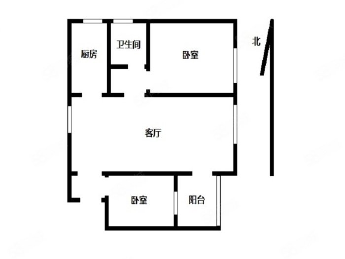 南平里2室1厅1卫60㎡南北165万