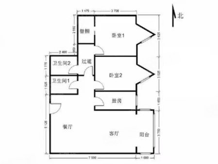 万科公园五号2室1厅2卫115.7㎡东南880万