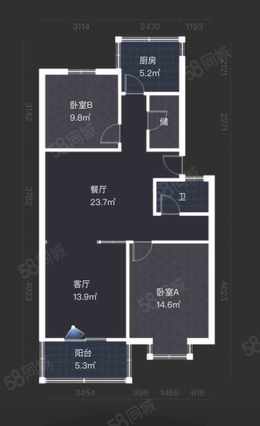 实验小学住宿楼2室2厅1卫94.77㎡南70.8万