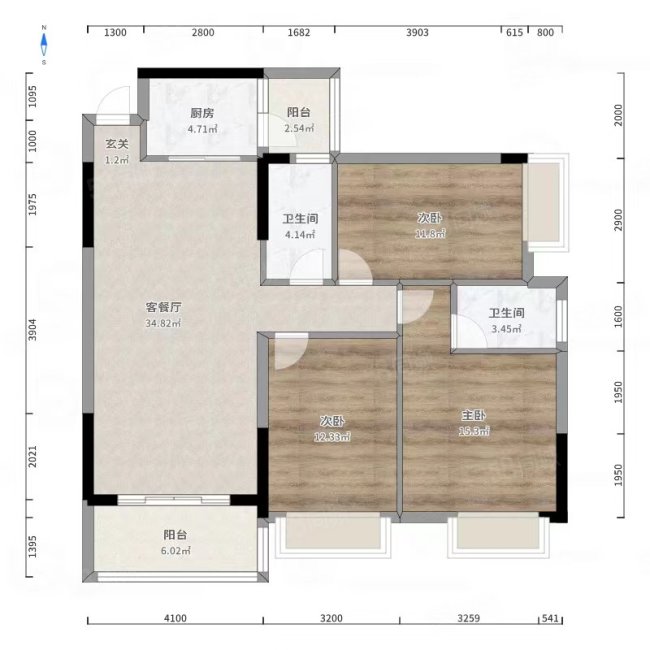 兴进景园3室2厅1卫110㎡南北36.8万