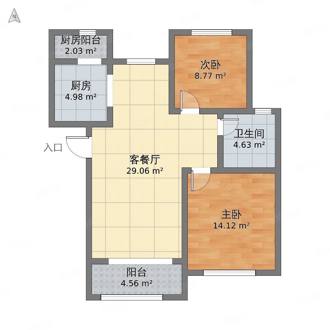 盛景兰亭2室2厅2卫103㎡南北83万