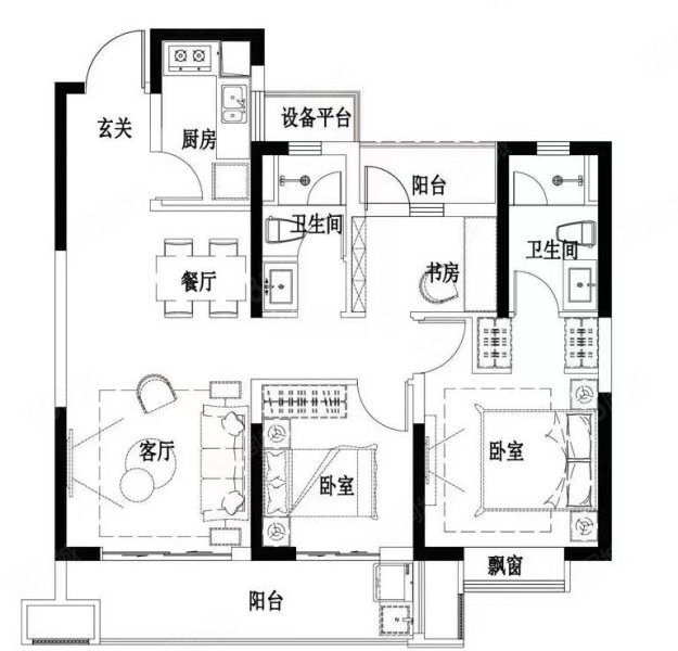 碧桂园海上传奇澄碧苑3室2厅2卫100.14㎡南北62.5万