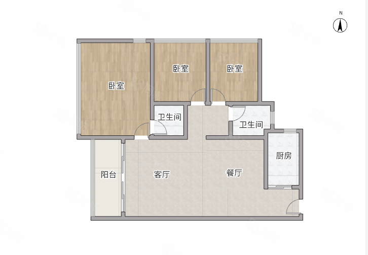 万科公园里3室2厅2卫85.76㎡西南360万