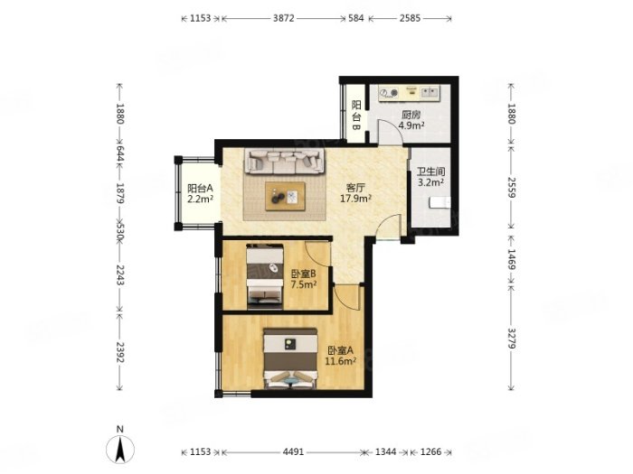 住欣家园(东区)2室1厅1卫70.61㎡西260万