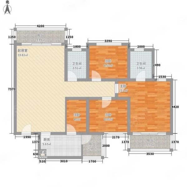 五中花园4室2厅2卫132㎡南北170万