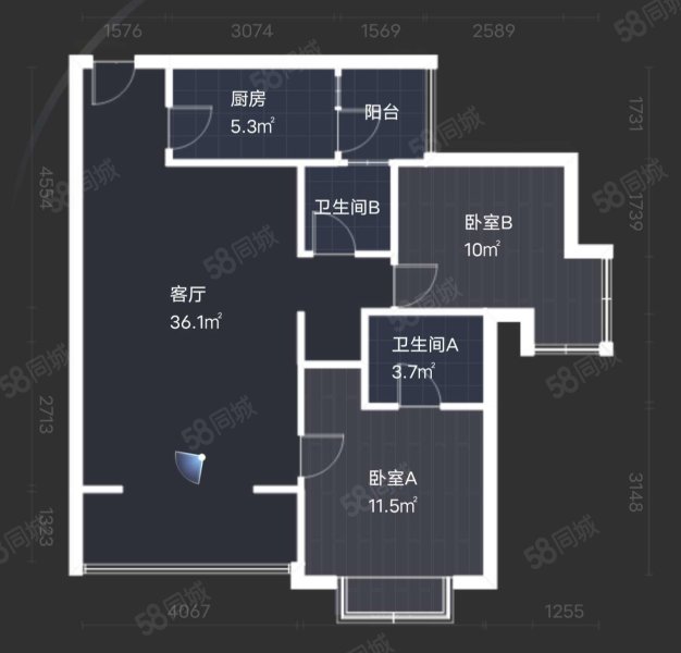 芙蓉名城三期2室2厅2卫87.94㎡南74万