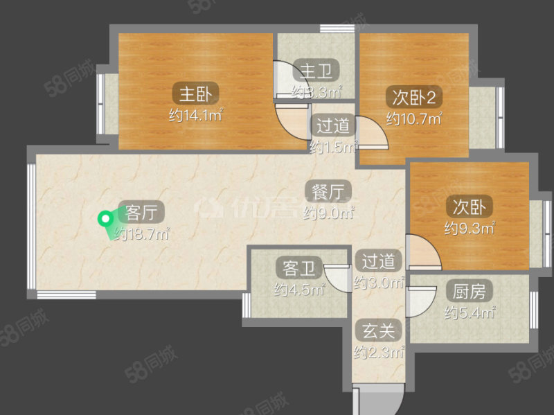 梦想典城3室2厅2卫104.37㎡南138万