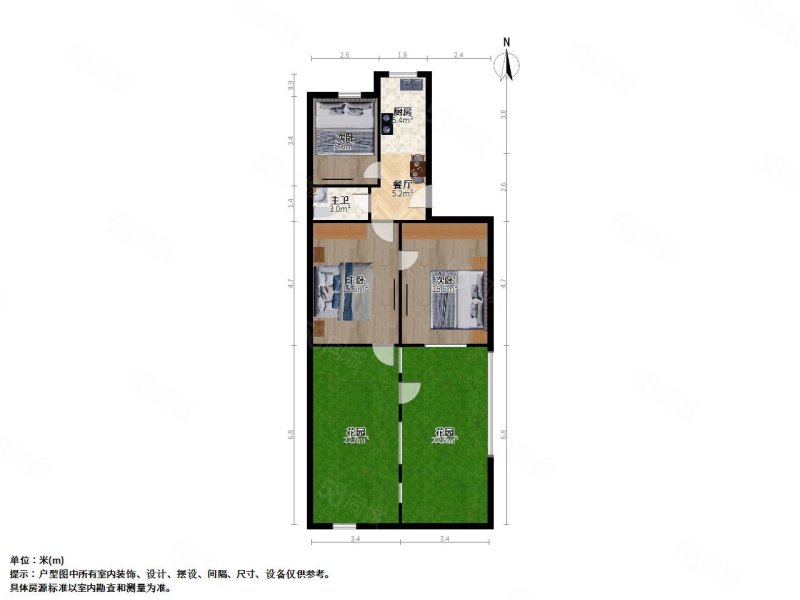 北安门社区3室1厅1卫63.1㎡南北220万