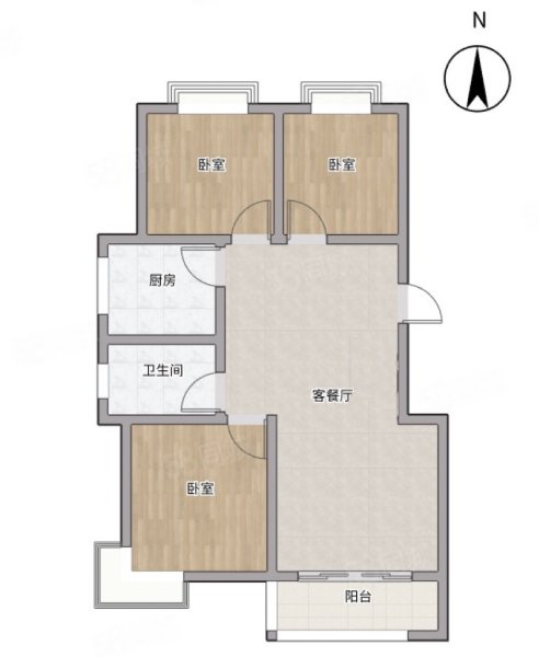 金石晶城3室2厅1卫114.63㎡南北93万