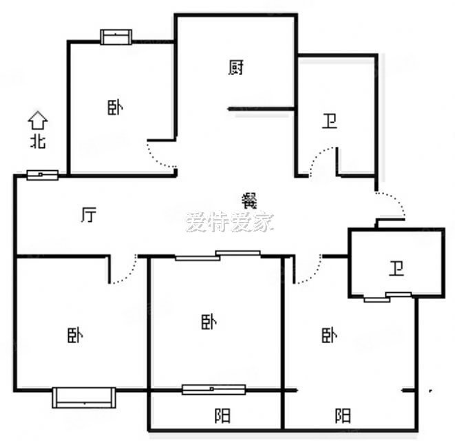 都市阳光4室2厅2卫115㎡南北72万