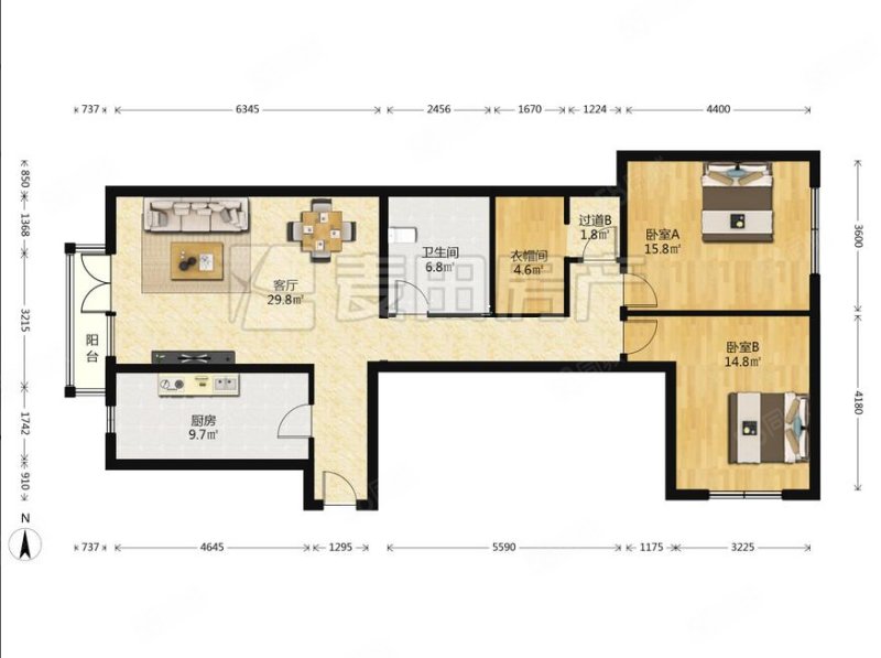 上元君庭2室1厅1卫129.96㎡东南790万