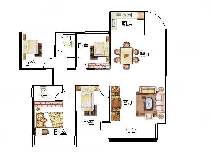 荣和千千树4室2厅2卫87.45㎡南北126万