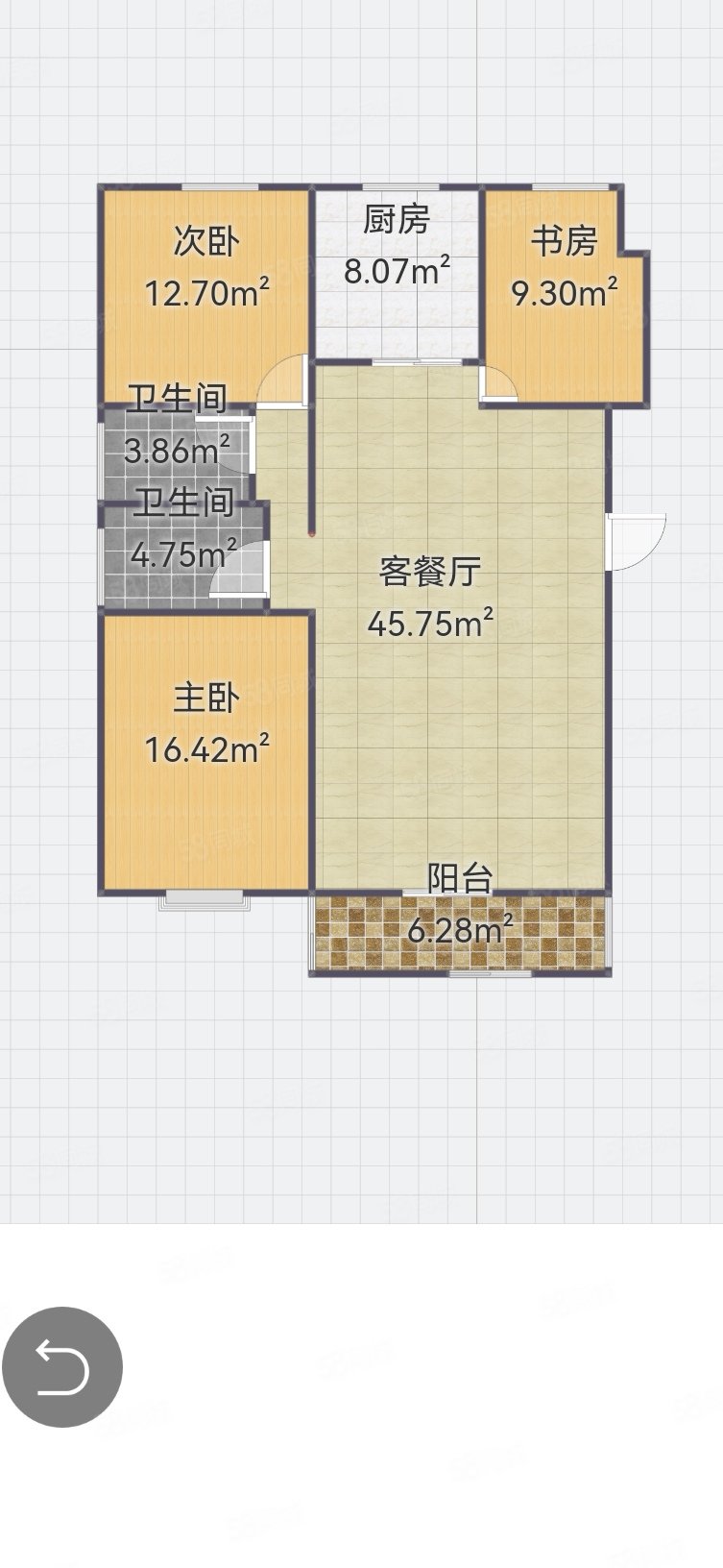 锦尚花城小区(公寓)3室2厅2卫107.36㎡南76万