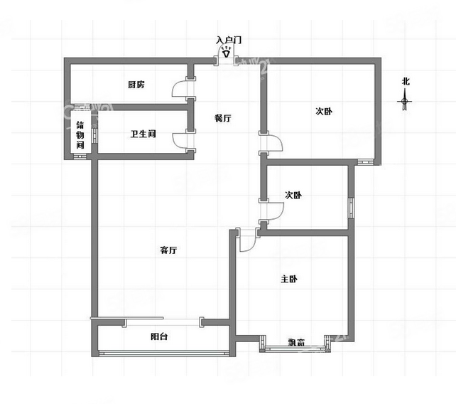 翡翠璟园3室2厅1卫106㎡南北55万