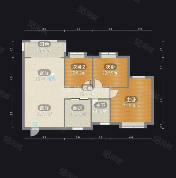 观府壹号二组团3室2厅2卫108㎡东南120万