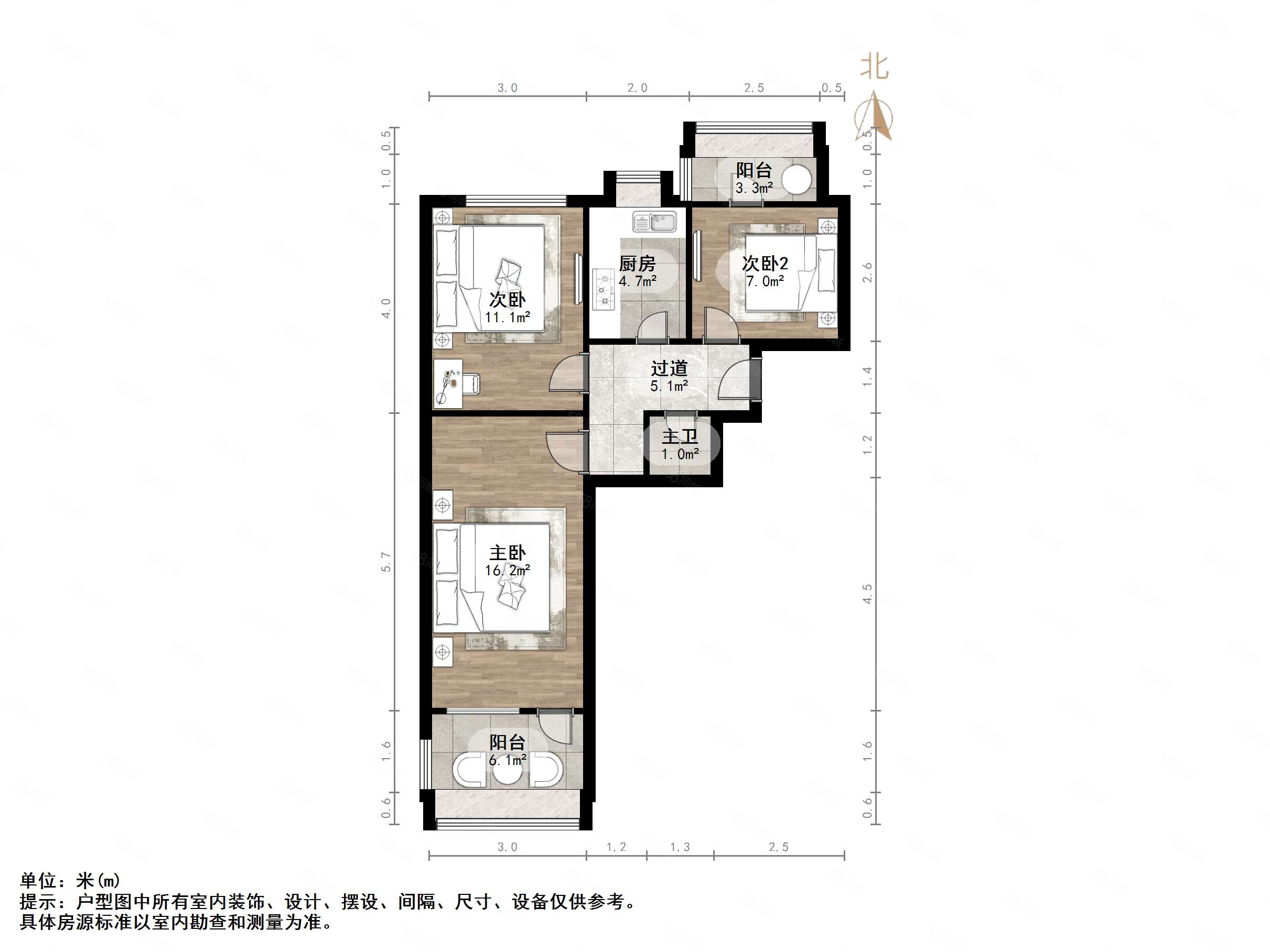 国棉一厂宿舍3室0厅1卫70.25㎡南67万