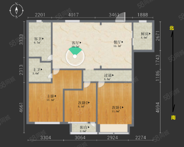 东寅府3室2厅2卫118㎡南380万