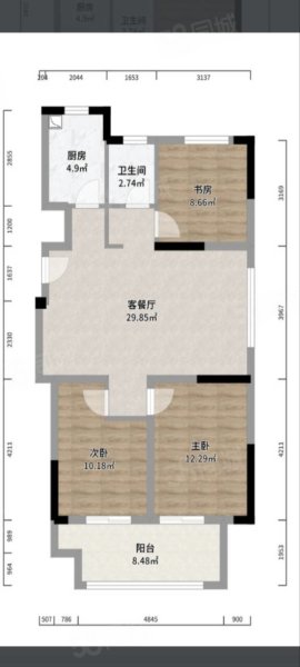 龙兴时代中心3室2厅2卫126.98㎡南北108万