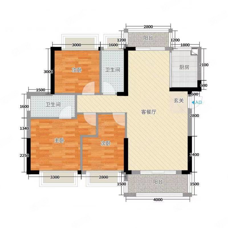 碧桂园中兴铂金湾3室2厅2卫96㎡南56万