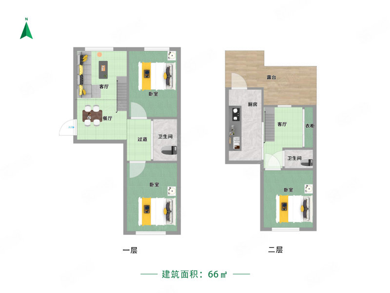 益格名邸3室2厅2卫66㎡南北63万