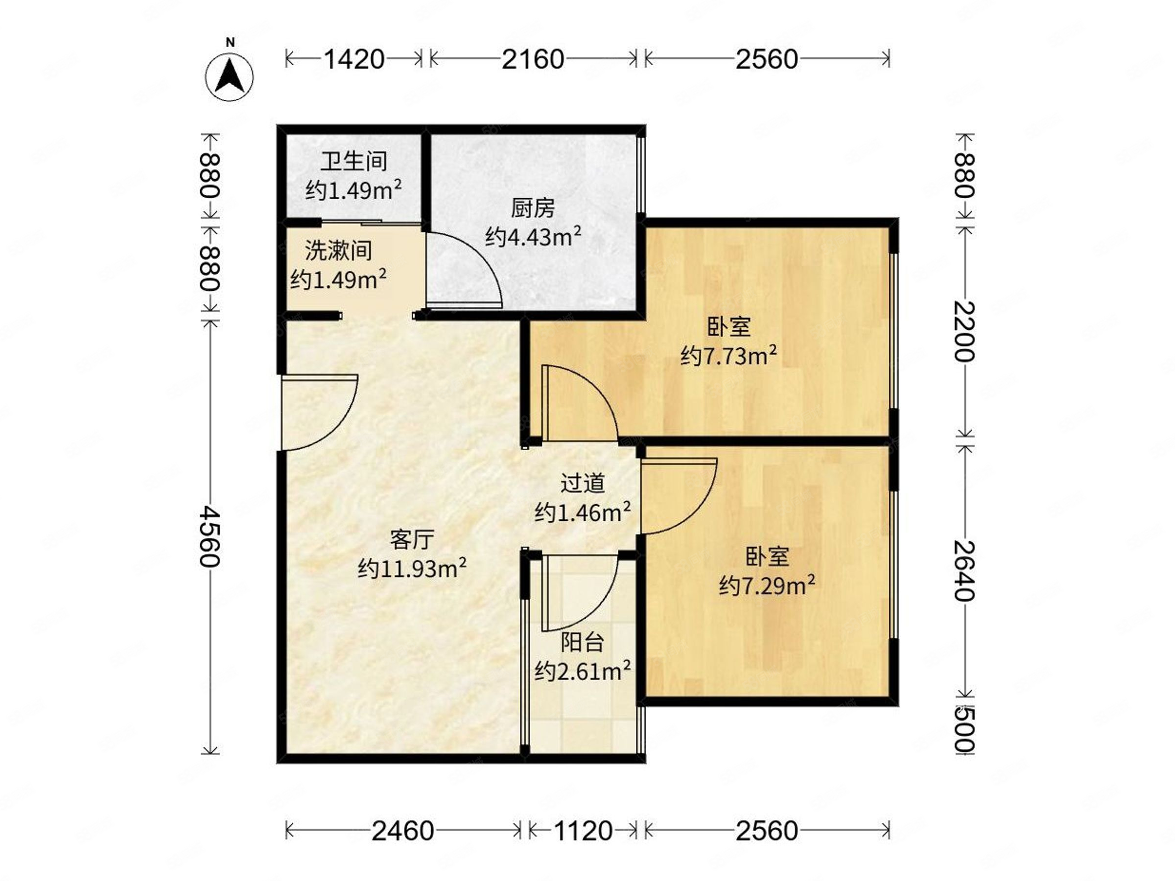 門頭溝京漢鉑寓2室1廳1衛(wèi)62.87㎡東99萬