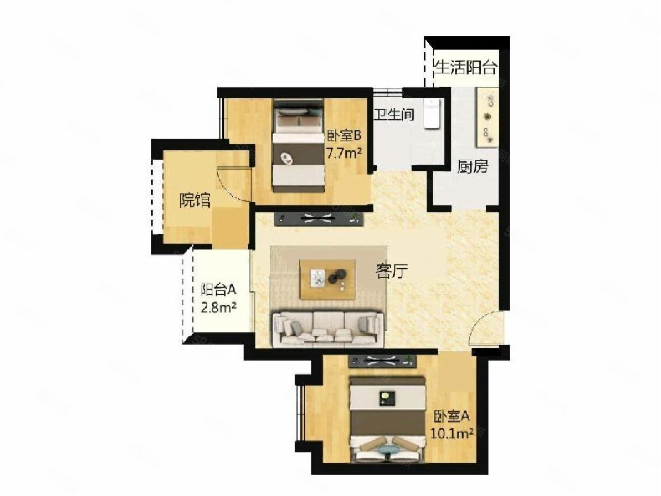 约克郡汀兰3室2厅1卫93.26㎡南北195万
