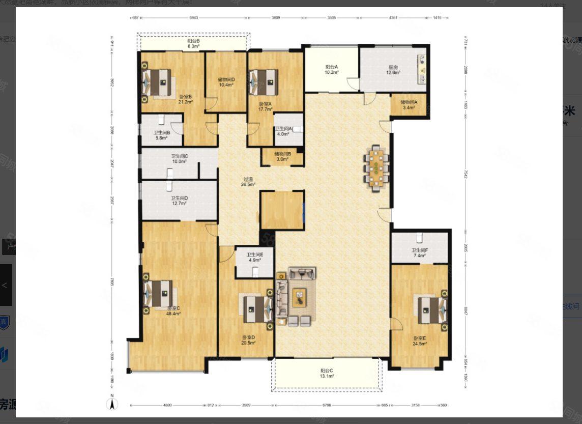 依澜雅居(1期)6室2厅6卫409.04㎡南北679万