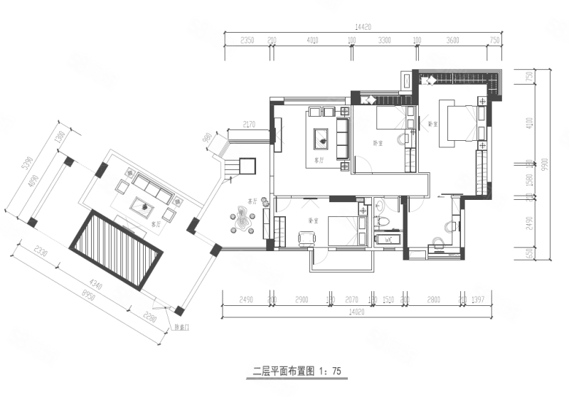 金逸豪廷8室5厅4卫235.24㎡南北249万