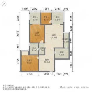 双楠悦天地3室2厅2卫119㎡南北252万