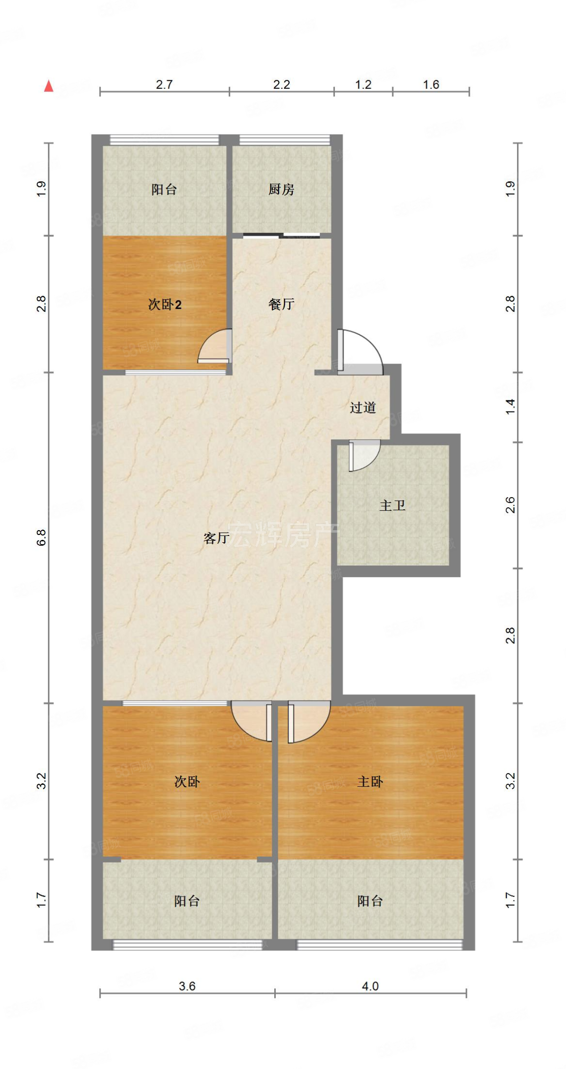 天茂园小区3室2厅1卫122.71㎡南北134万