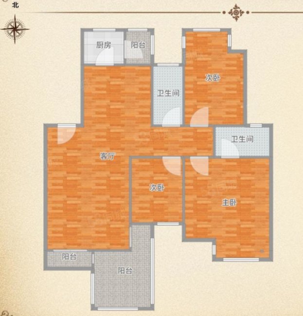 菓岭小镇3室2厅2卫132.95㎡南北498万