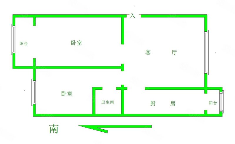 南华园(四区)2室1厅1卫77.13㎡南北185万