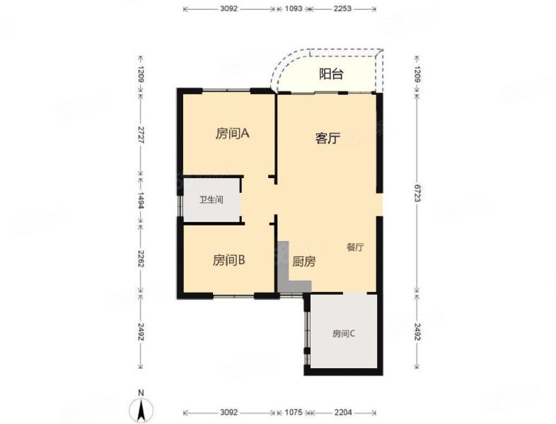 翠怡花园2室2厅1卫67㎡南北28万