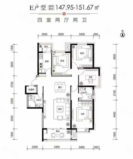 山煤上德府4室2厅2卫148㎡南北116万