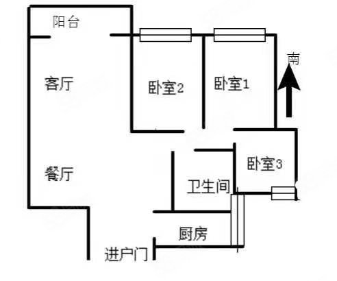 运河名门府(二期)2室2厅1卫92㎡南北109.8万