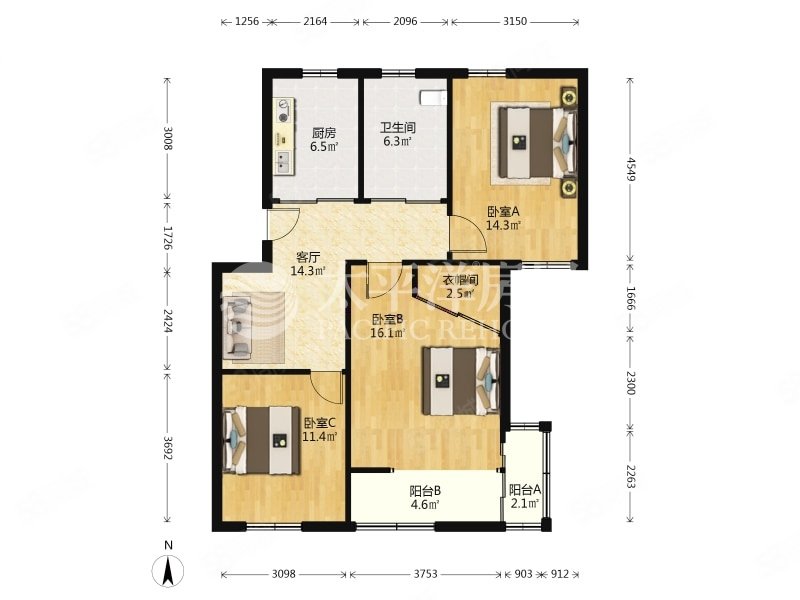 宛南华侨新村3室1厅1卫92.2㎡南862万