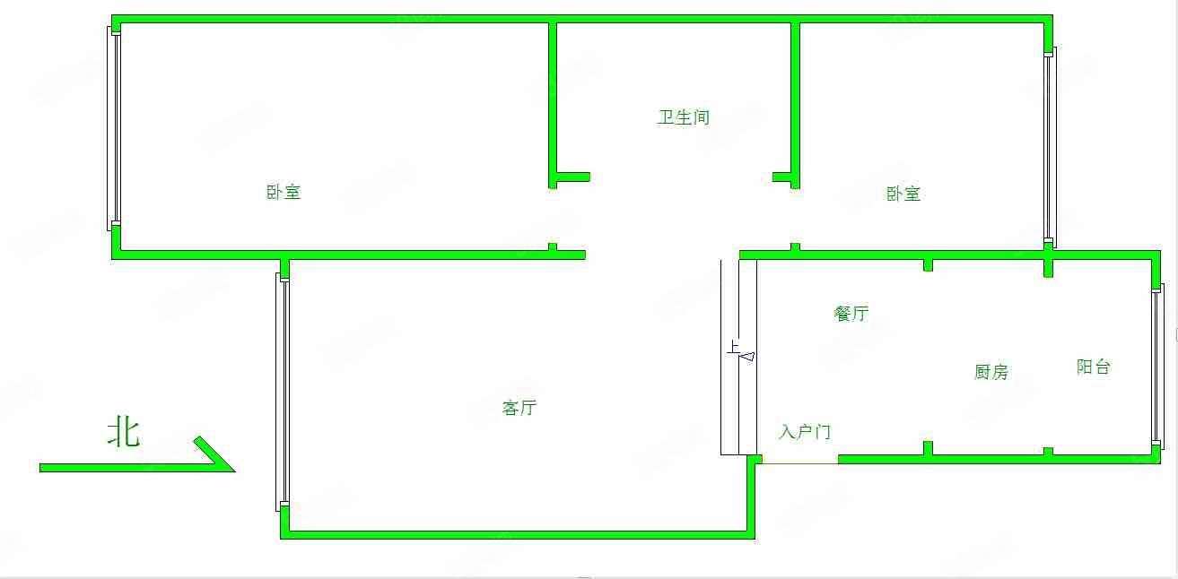 明泽百度城2室2厅1卫100.05㎡南北71万