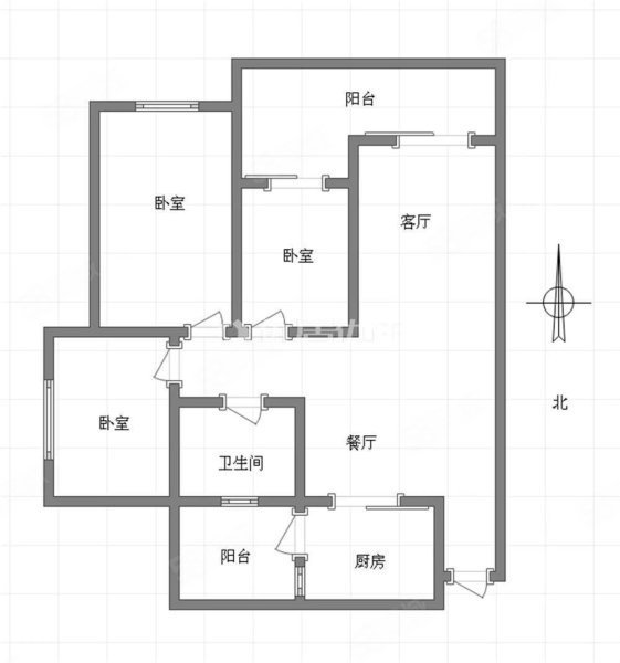 普瑞花园3室2厅1卫90㎡南102万