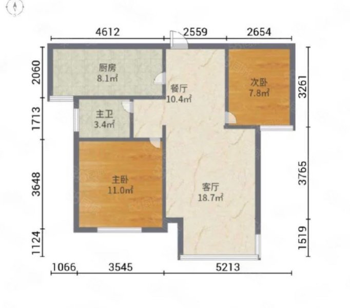 书香水韵2室1厅1卫86㎡南北93万