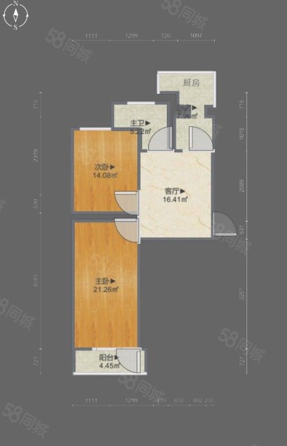 二印宿舍(红旗大街)2室1厅1卫70.89㎡南北57万