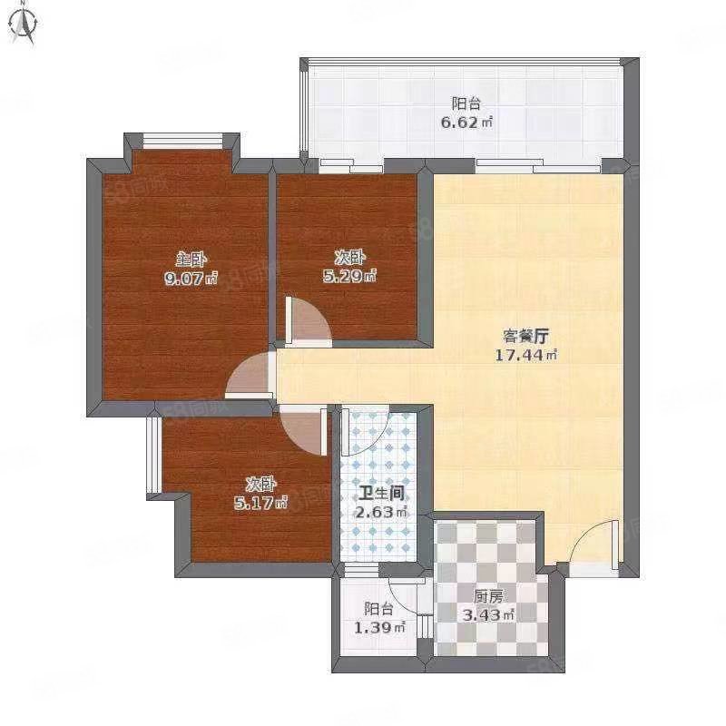 港鑫龙城2室2厅1卫91㎡南北50.8万
