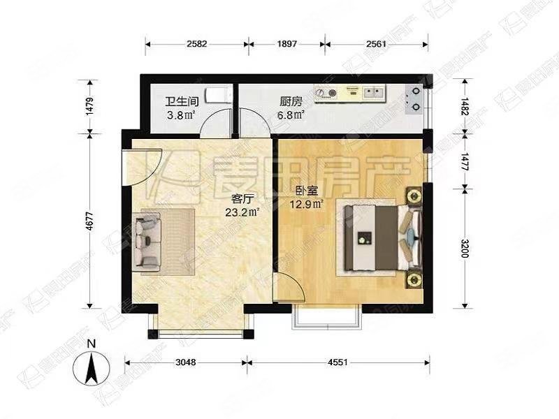 远洋山水(北区)1室1厅1卫69㎡东南525万