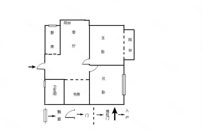 葛屿新苑2室1厅2卫61㎡南北108万